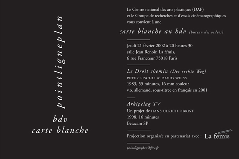 Carte blanche au BCV (Bureau des vidéos) 21 février 2002