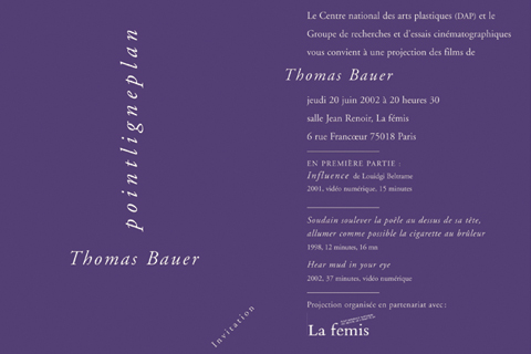 Soirée Thomas Bauer Jeudi 20 juin 2002. La fémis