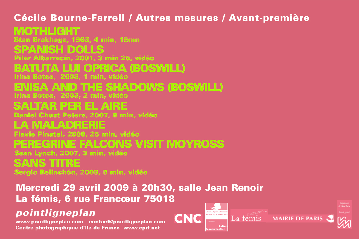 Cécile Bourne-Farrell / Autres mesures / Avant-première. Mercredi 29 avril 2009. La fémis